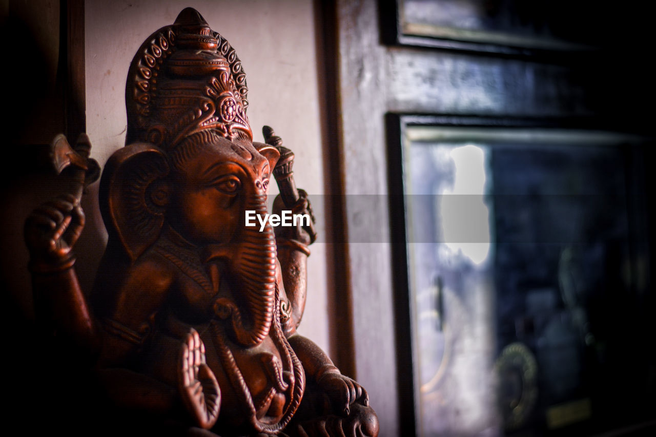 Close-up of ganesha statue in temple