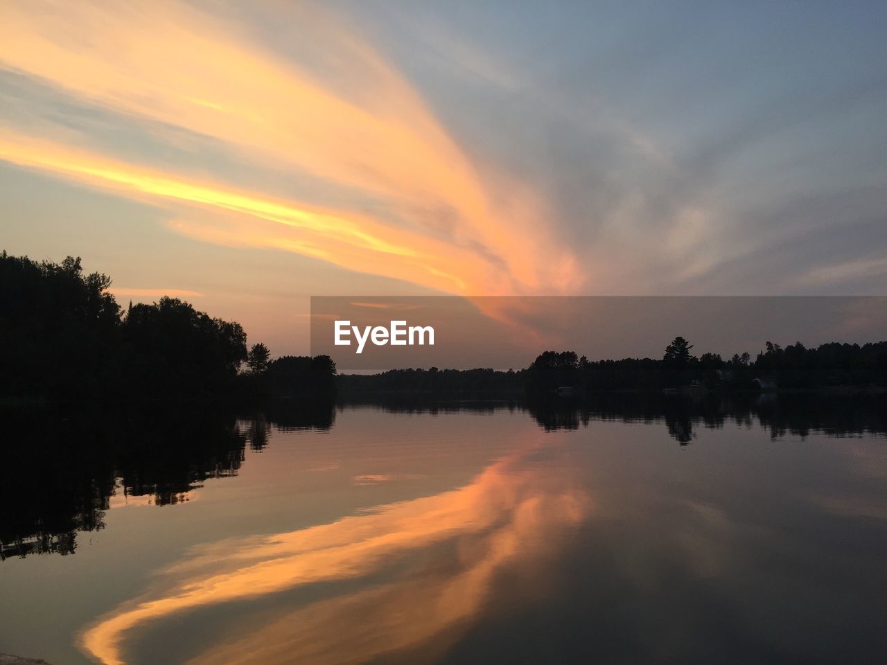 SCENIC VIEW OF SUNSET OVER LAKE