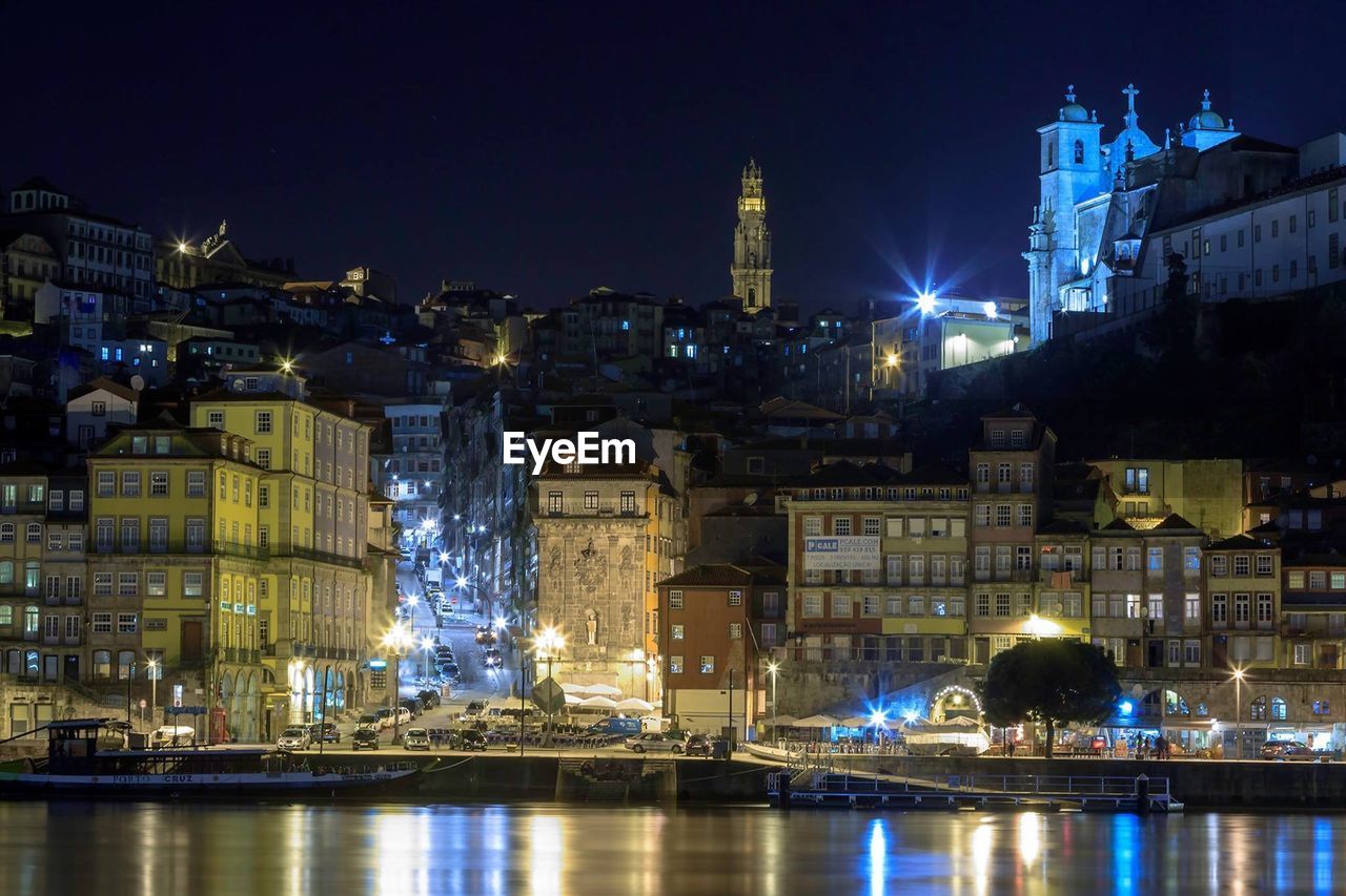 Illuminated cityscape at night