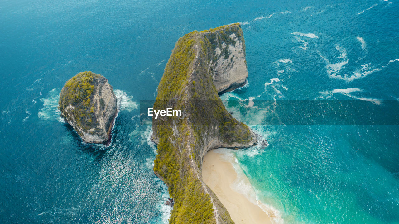 High angle view of rocks on beach