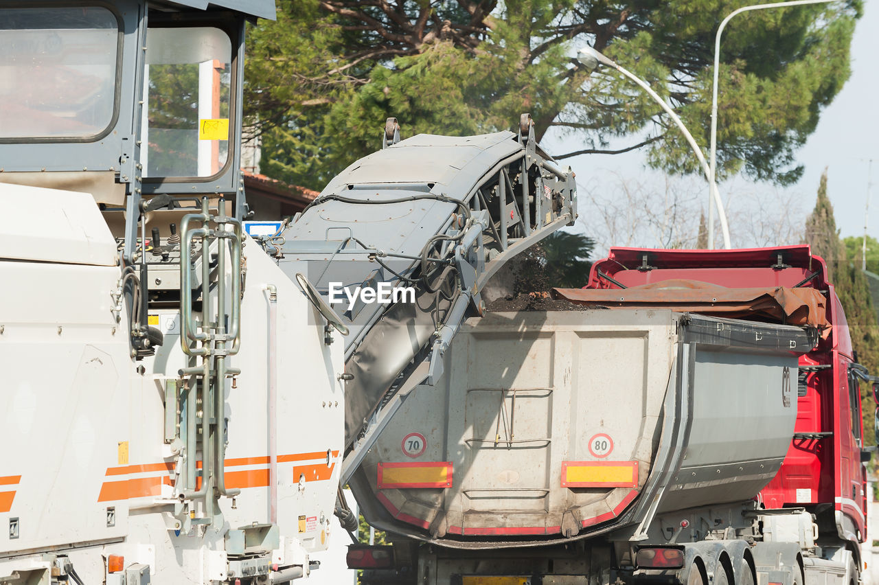 Land vehicle at construction site