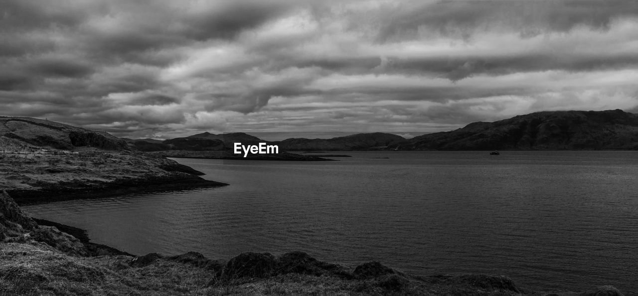 Scenic view of sea against dramatic sky