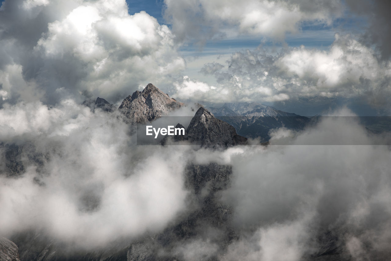 Healthy lifestyle breathe clean air watch fantastic play clouds germany's highest mountain zugspitze