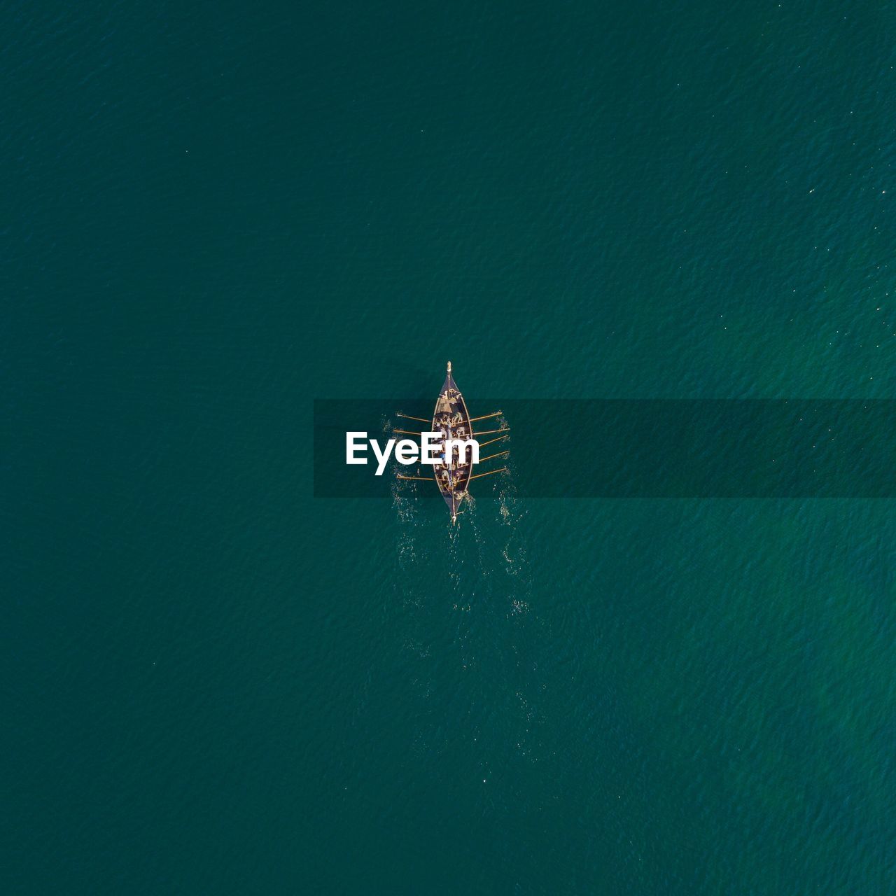 High angle view of ship in water