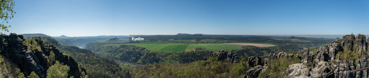 Panoramic view of landscape against clear sky