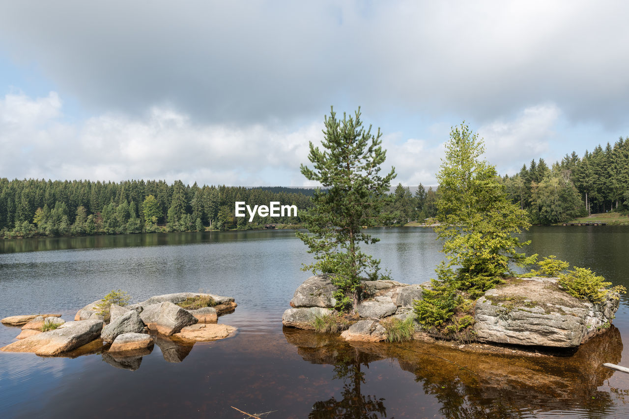 Scenic view of lake against sky