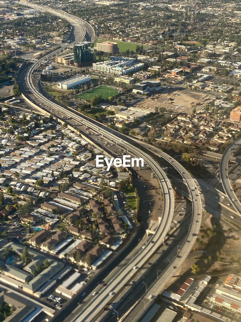 High angle view of road in city