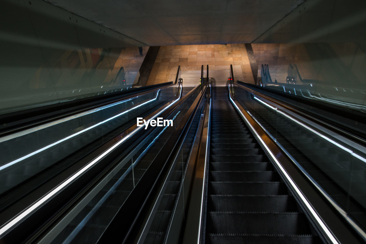 High angle view of escalator