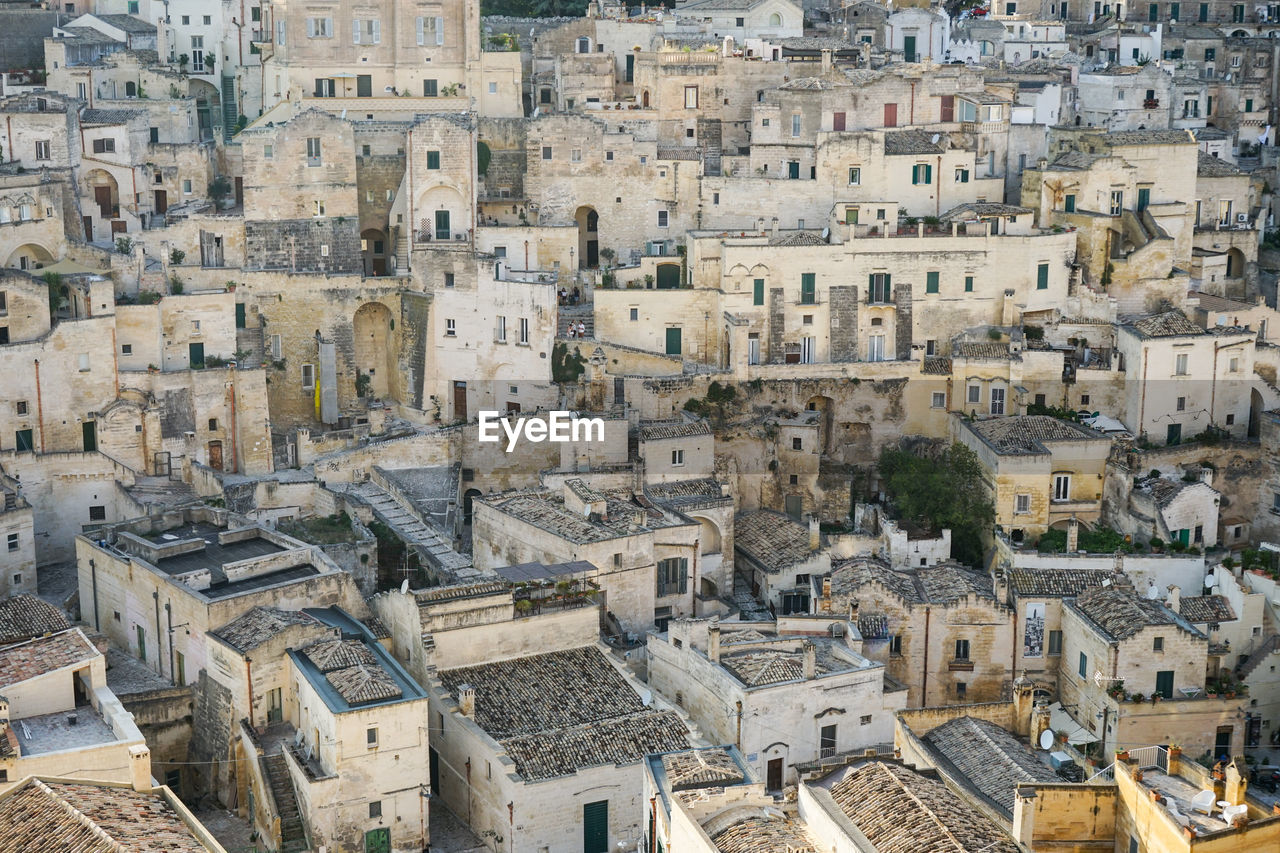 High angle view of buildings in city