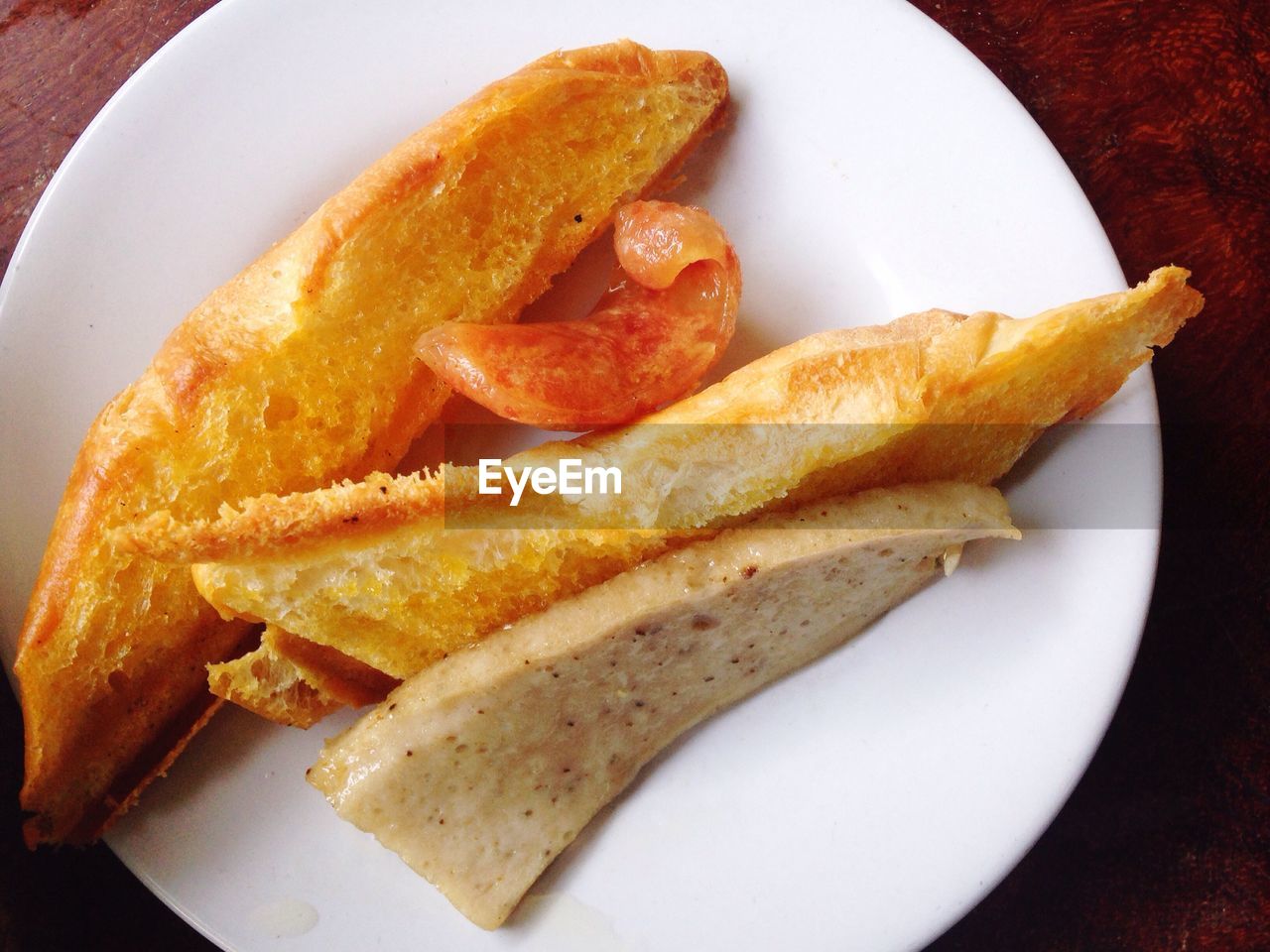 High angle view of bread in plate