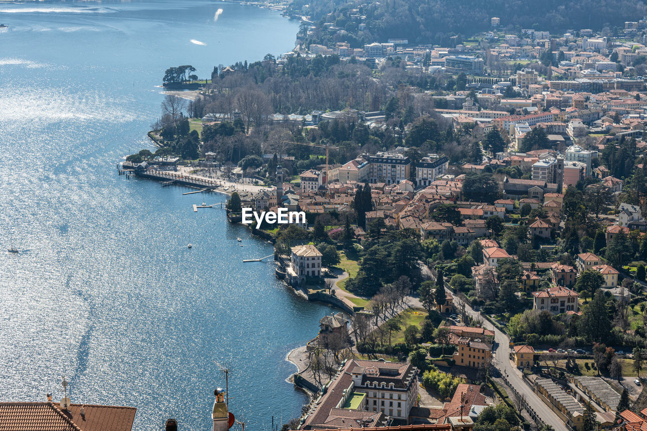 Aerial view of cernobbio on the lake como