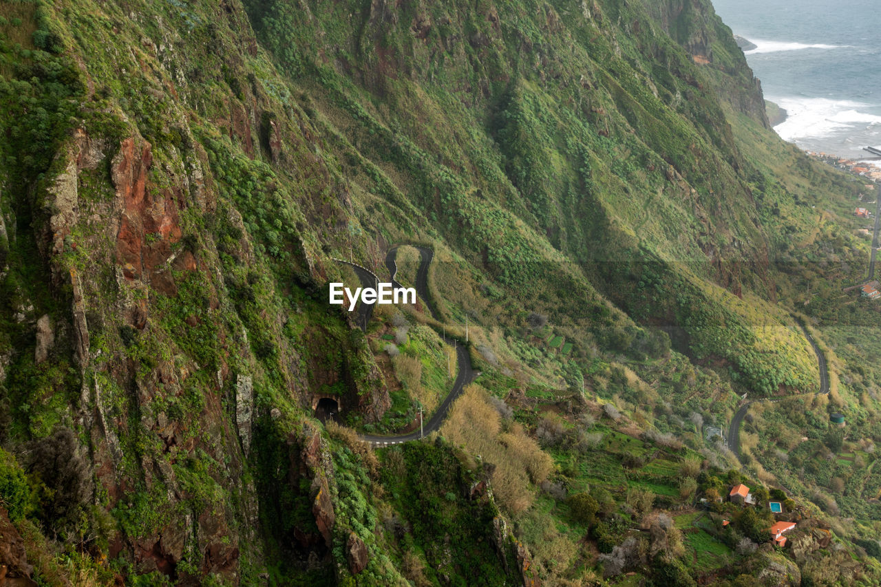 High angle view of mountain road