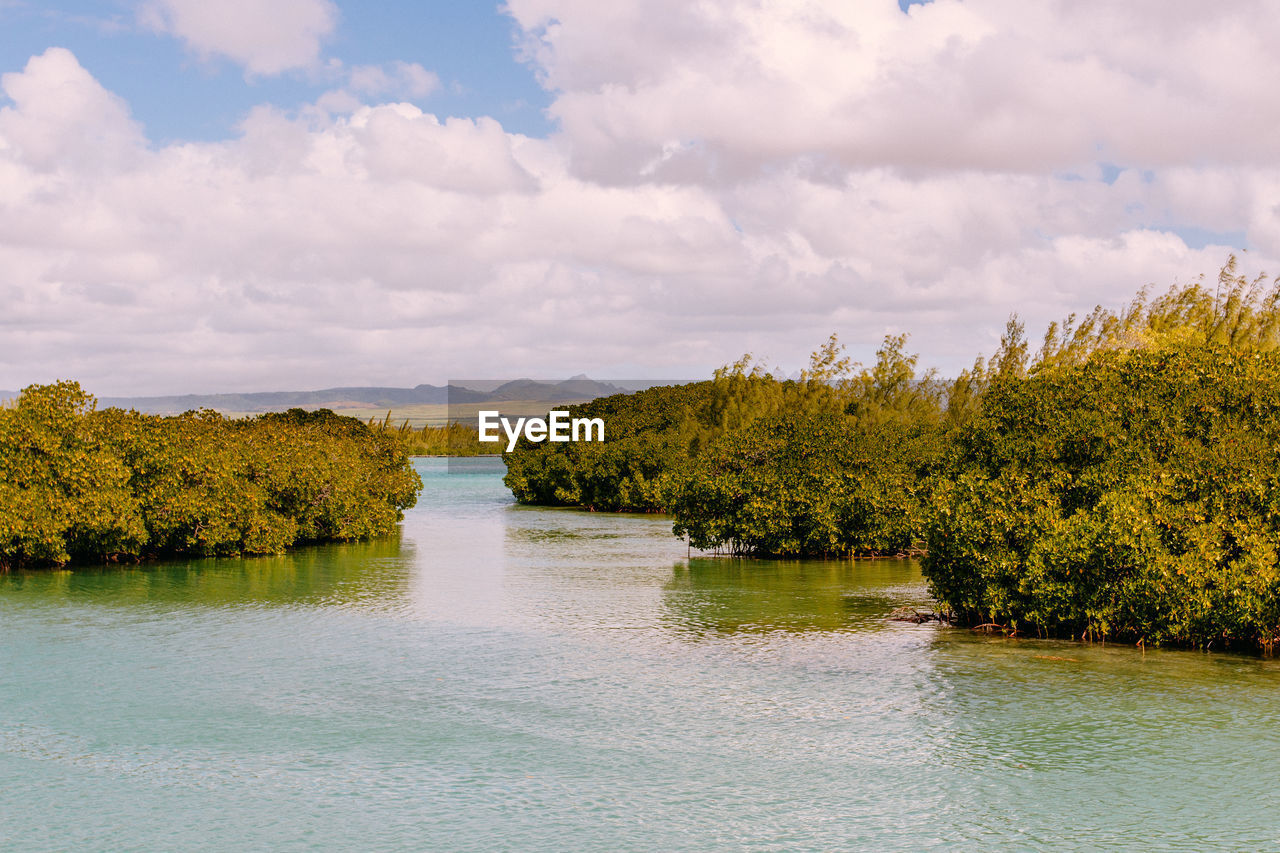 Scenic view of lake against sky