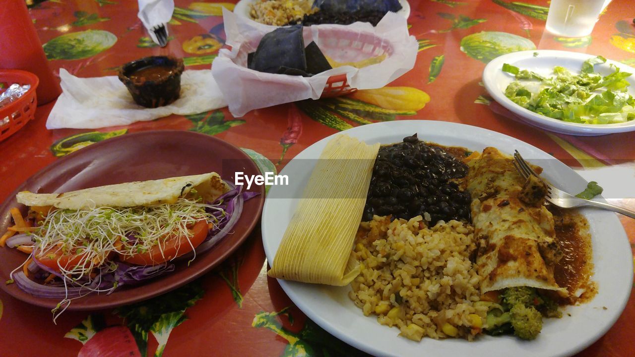 CLOSE-UP OF SERVED FOOD