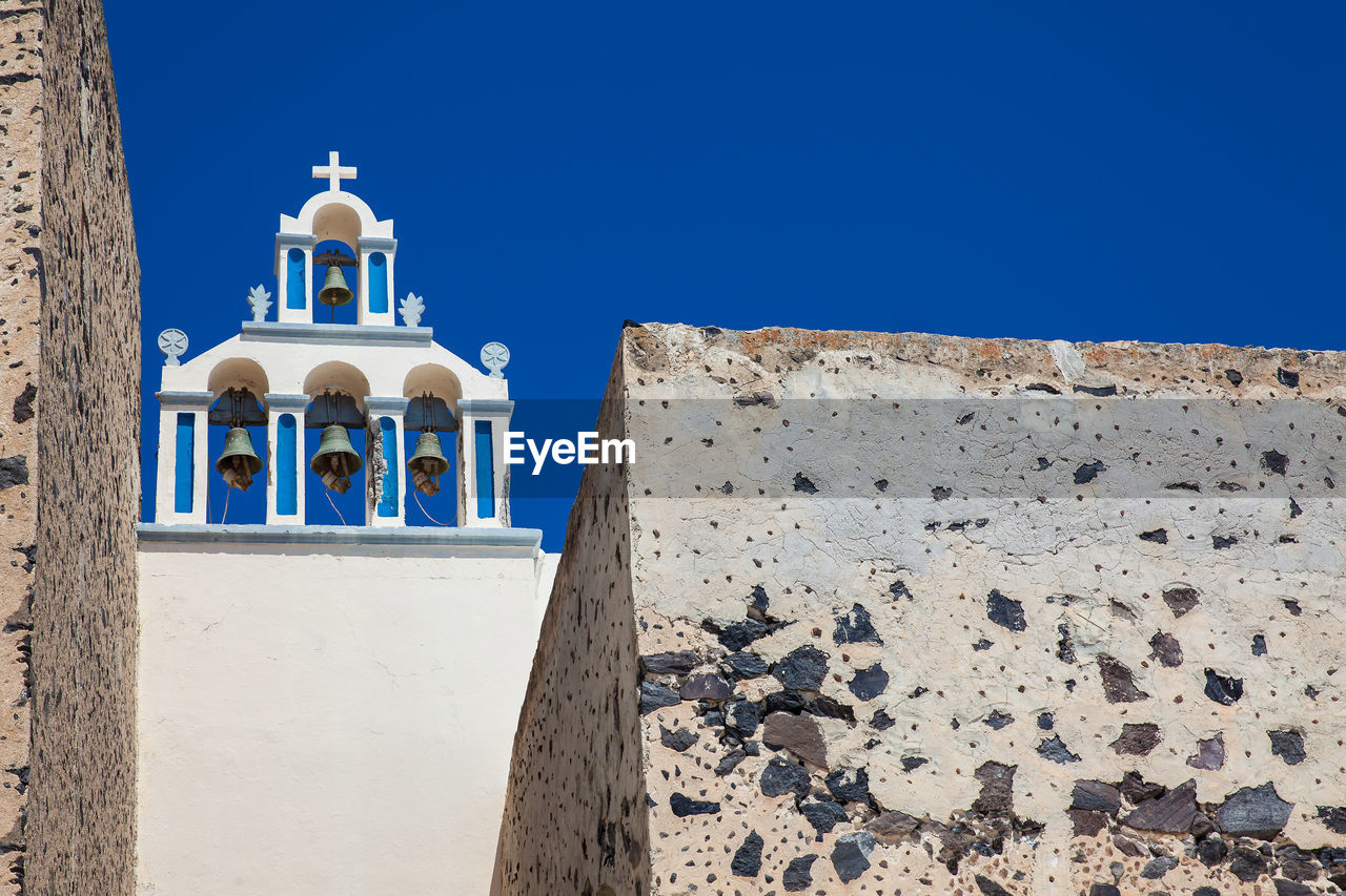 Traditional bell tower of the churches in santorini island