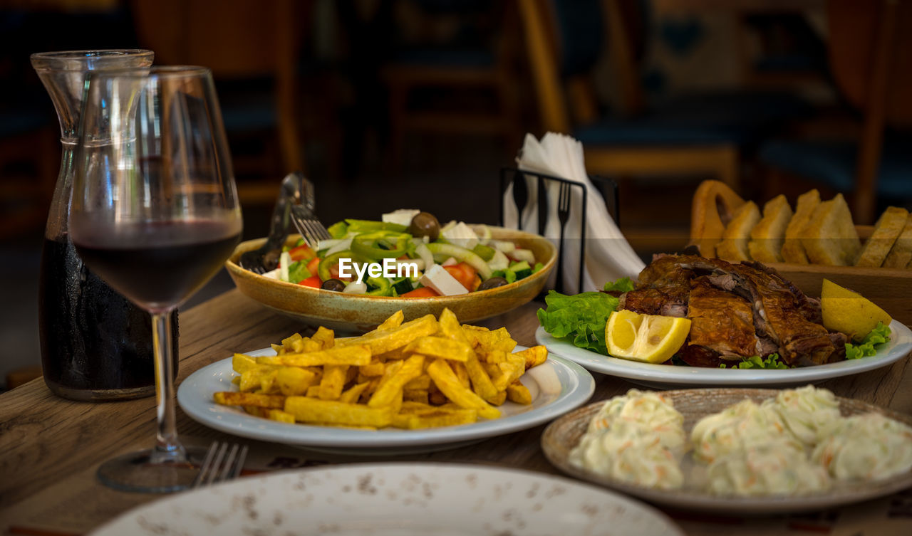 high angle view of food on table