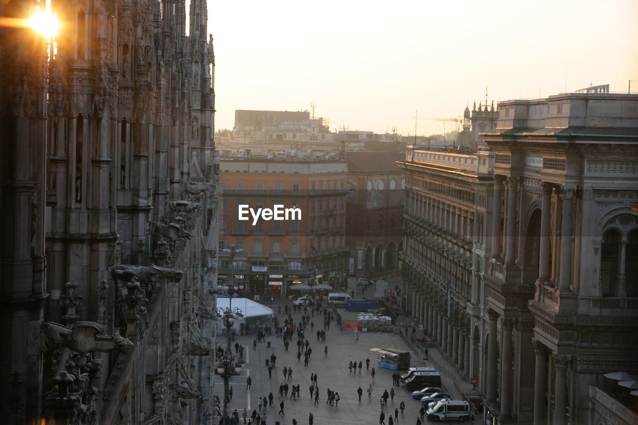 Elevated view of people at piazza del duomo