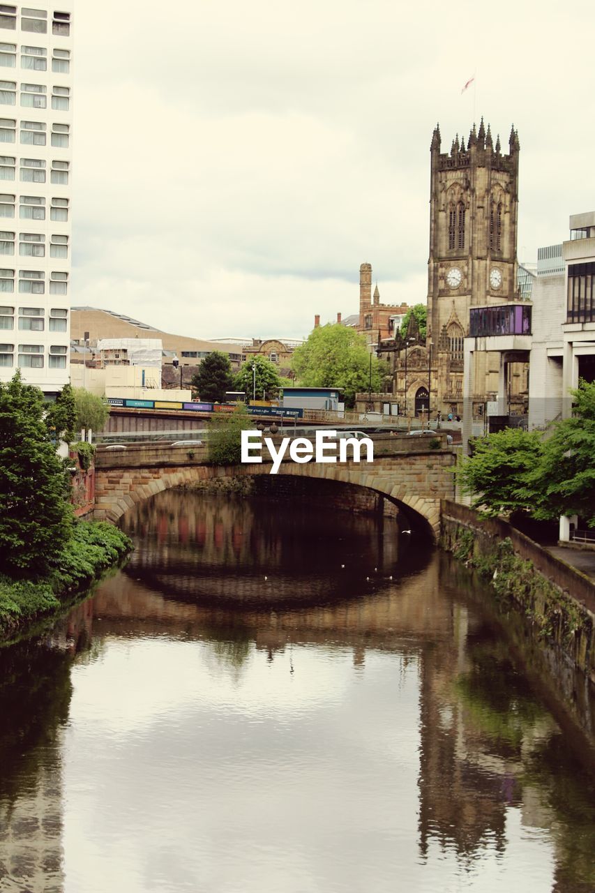 VIEW OF RIVER WITH BUILDINGS IN BACKGROUND