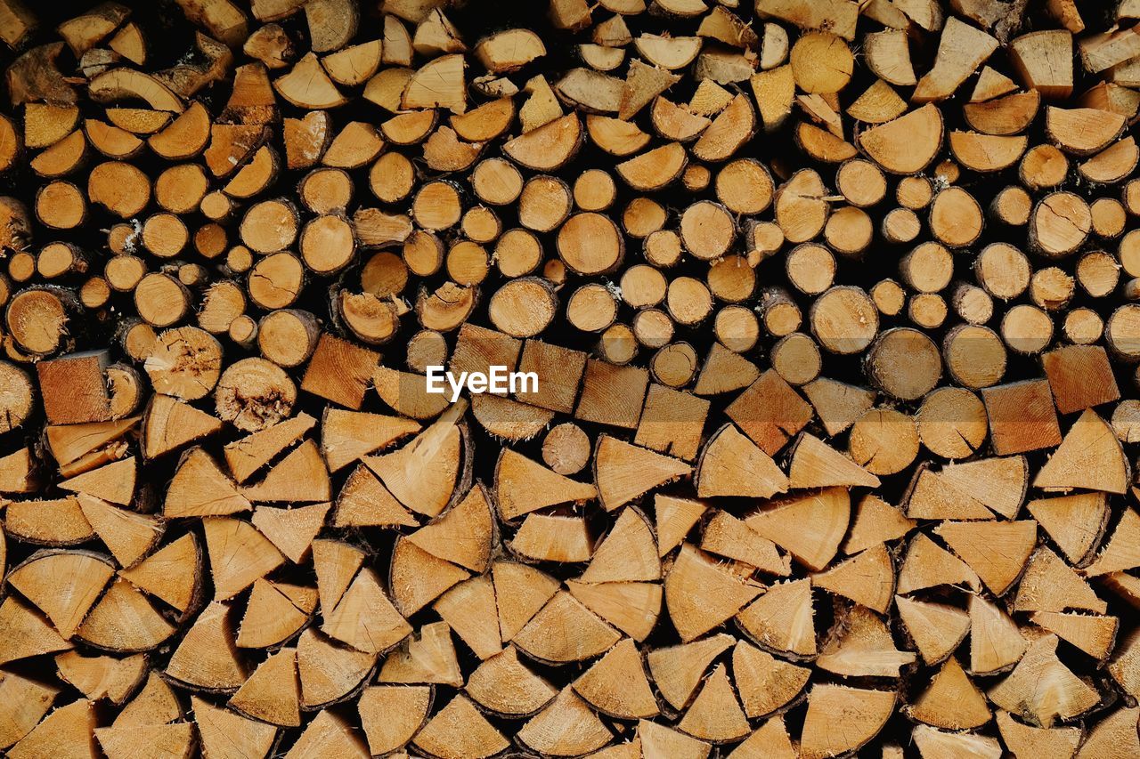 Full frame shot of wooden logs