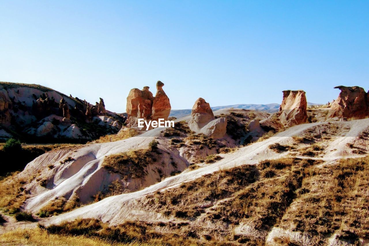 View of rock formations in desert