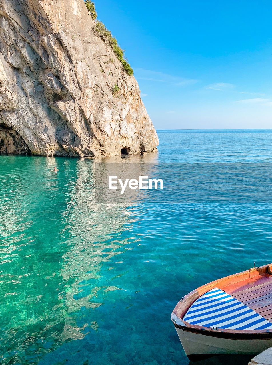 scenic view of sea against blue sky