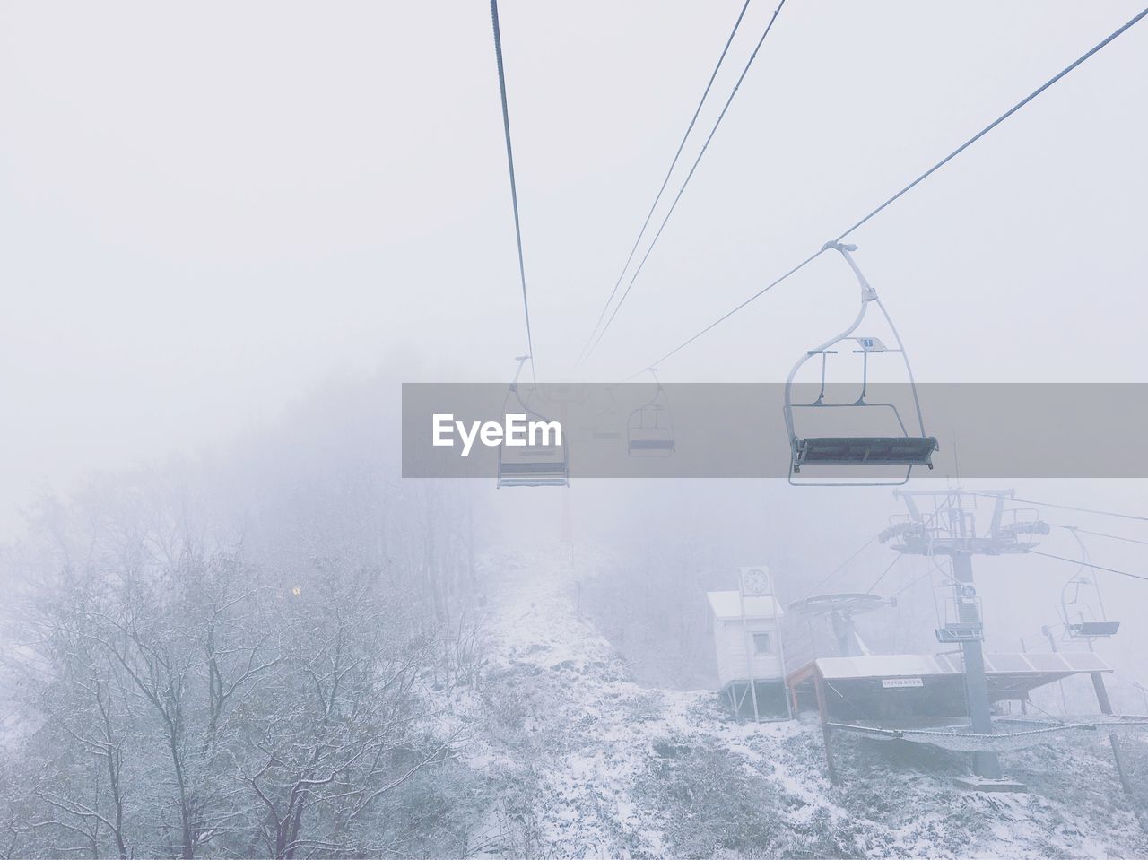 OVERHEAD CABLE CAR IN SEA DURING WINTER