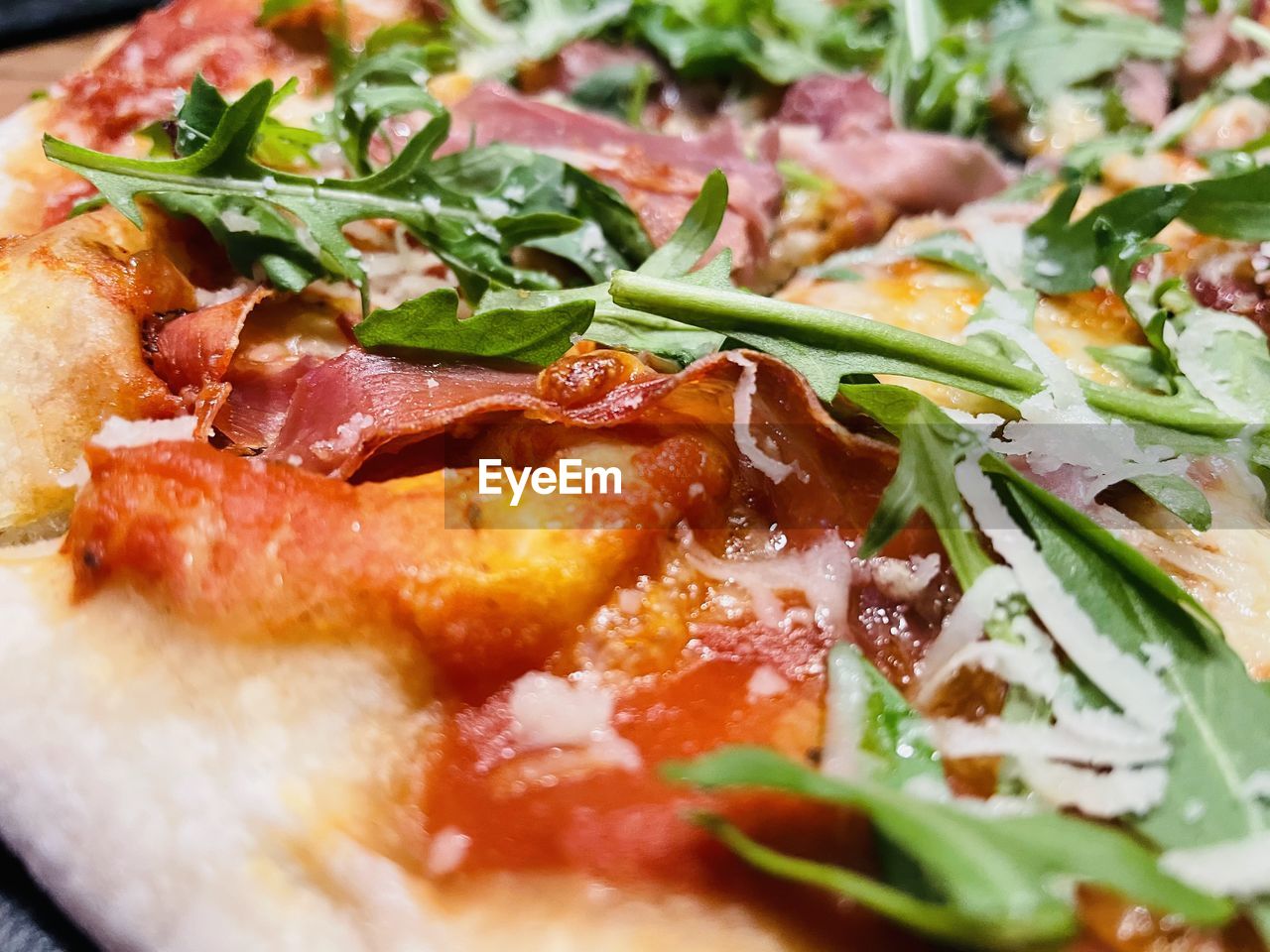CLOSE-UP OF PIZZA SERVED ON PLATE
