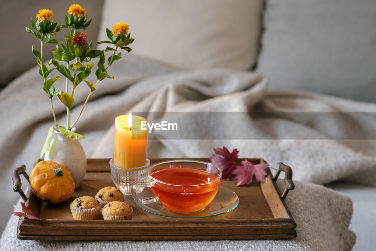 high angle view of drink on table