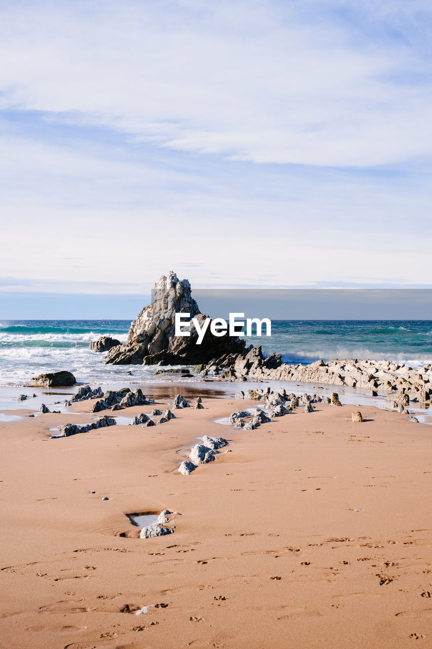 Scenic view of beach against sky