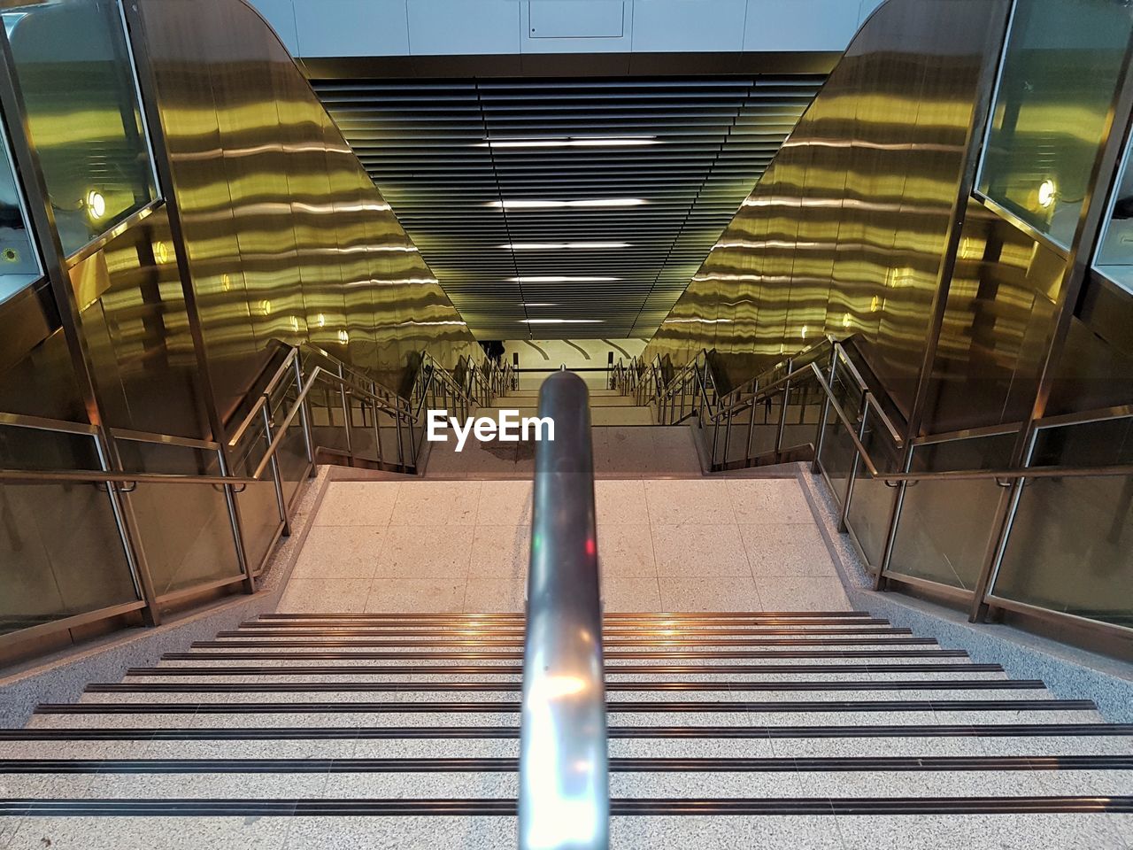 High angle view of staircase in modern building