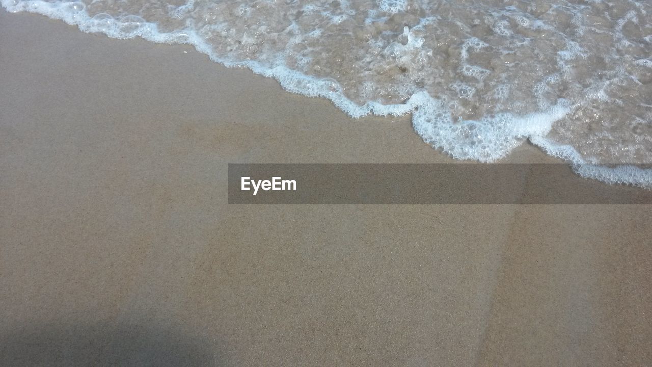 DIRECTLY ABOVE SHOT OF SAND ON BEACH