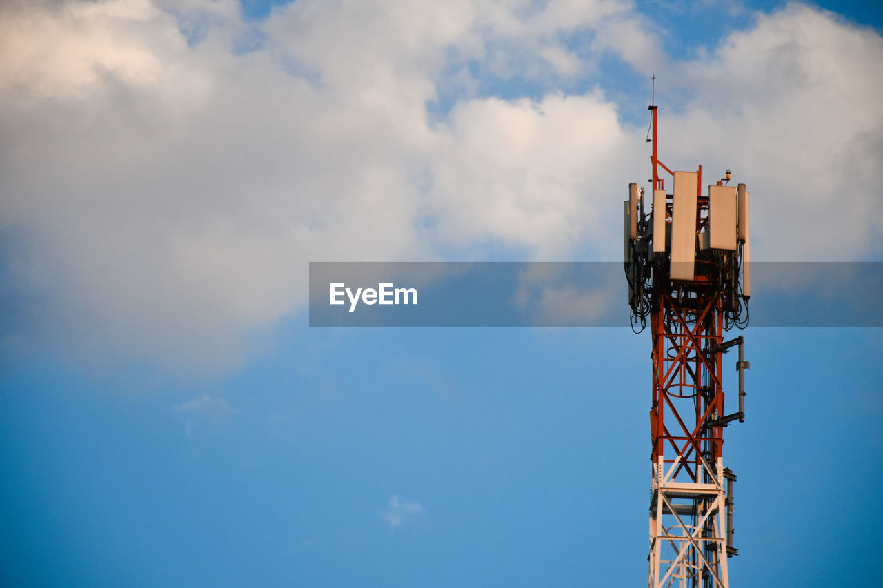 sky, blue, cloud, architecture, tower, built structure, communications tower, nature, technology, low angle view, no people, communication, day, outdoors, broadcasting, industry, global communications, copy space