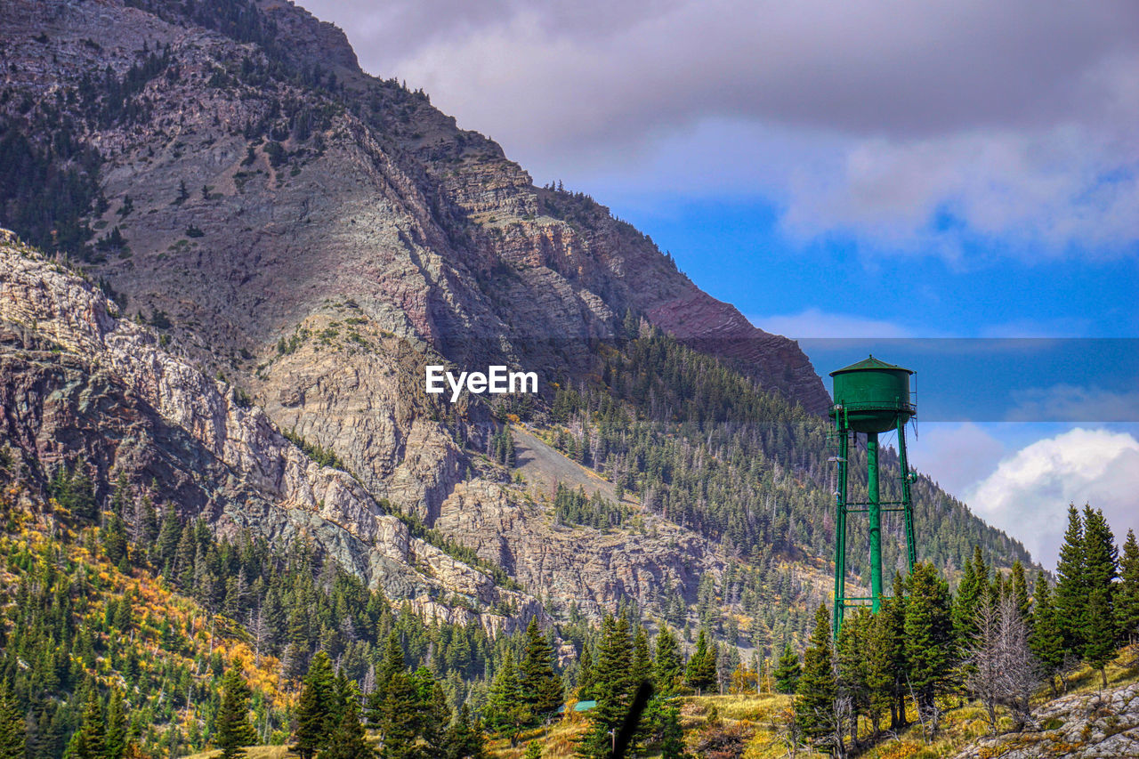 Low angle view of panoramic shot of mountains against sky