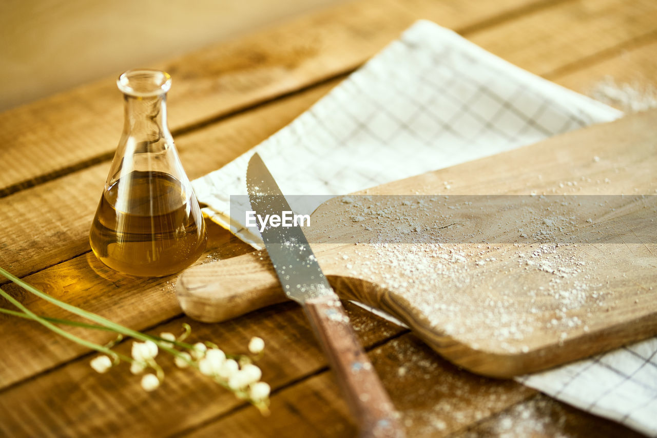 high angle view of food on cutting board