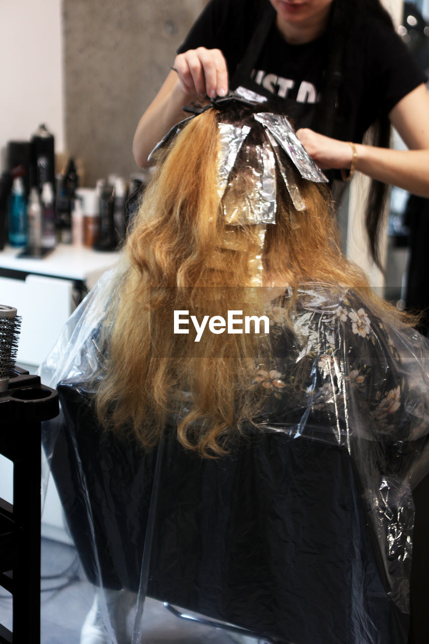 Hair coloring in a barber shop