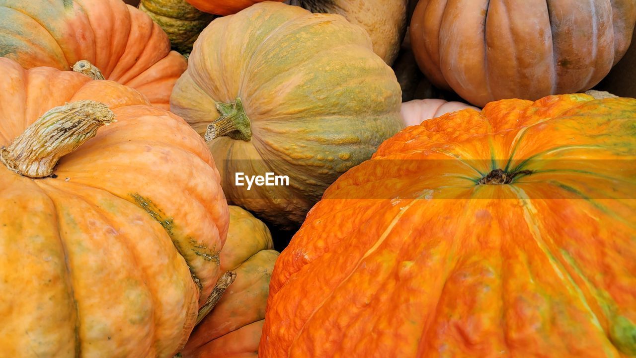 Full frame shot of pumpkins at market