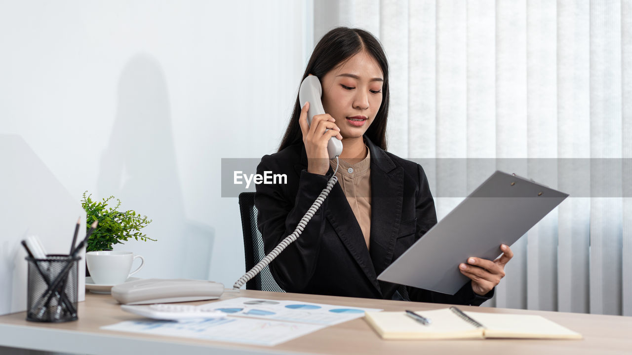 businesswoman working on table