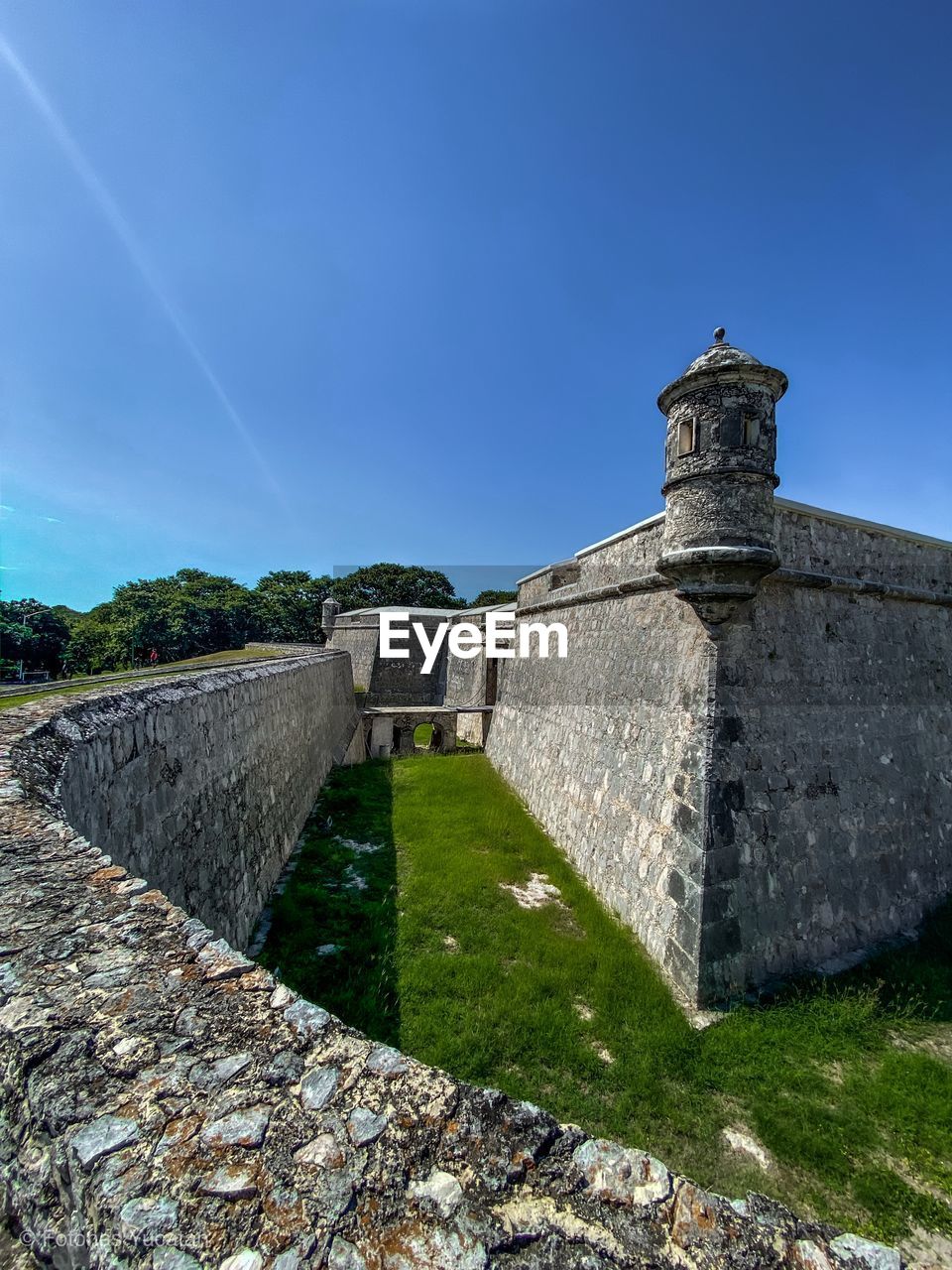 View of fort against blue sky