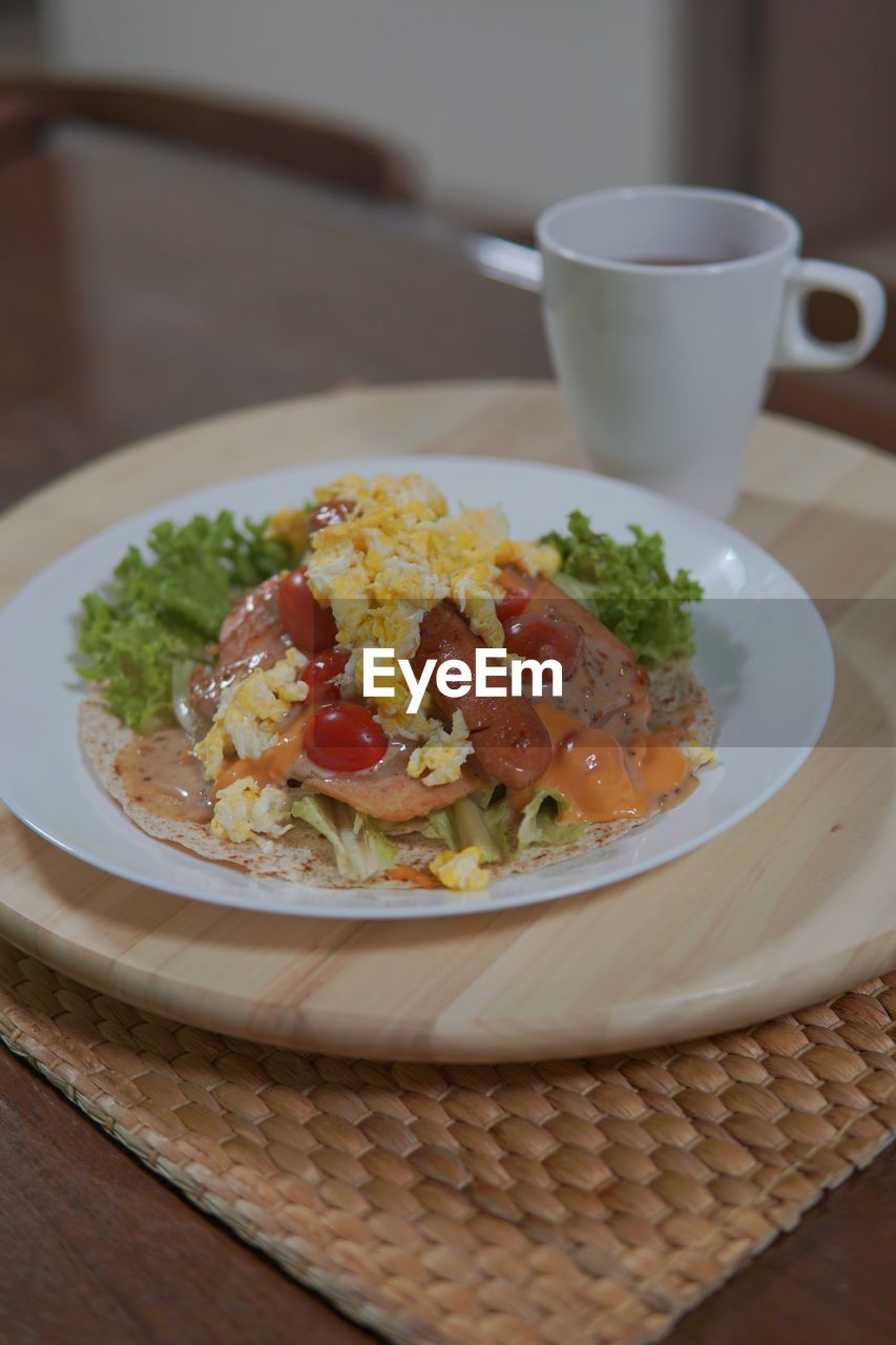 Close-up of meal served in plate