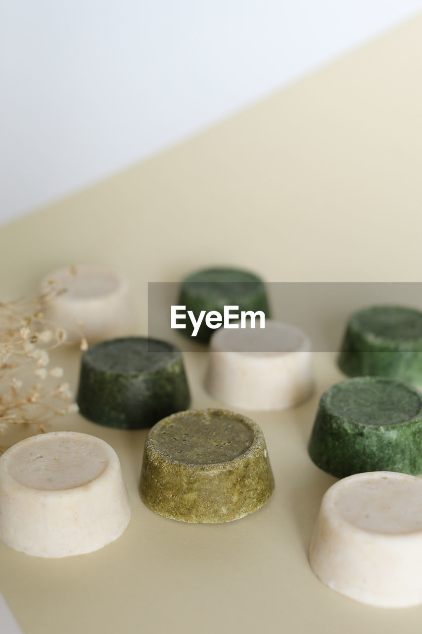 Close-up of herbal soap on table