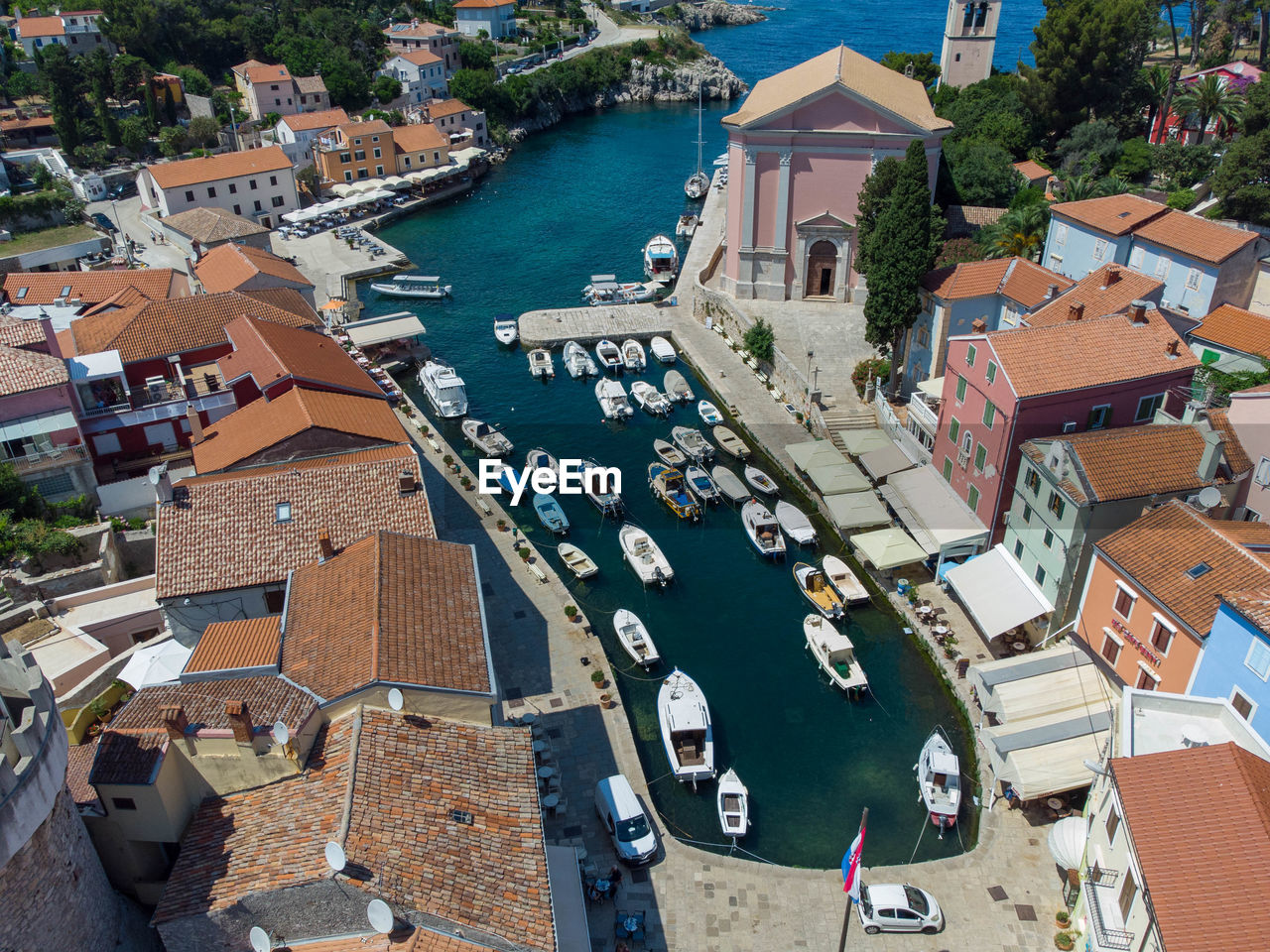 Veli losinj on island losinj in kvarner bay from above