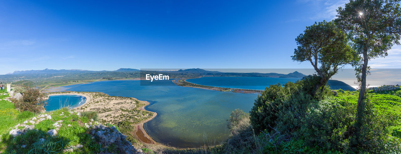 Old navarino castle looking over the pylos beach bay in gialova, peloponnese, greece