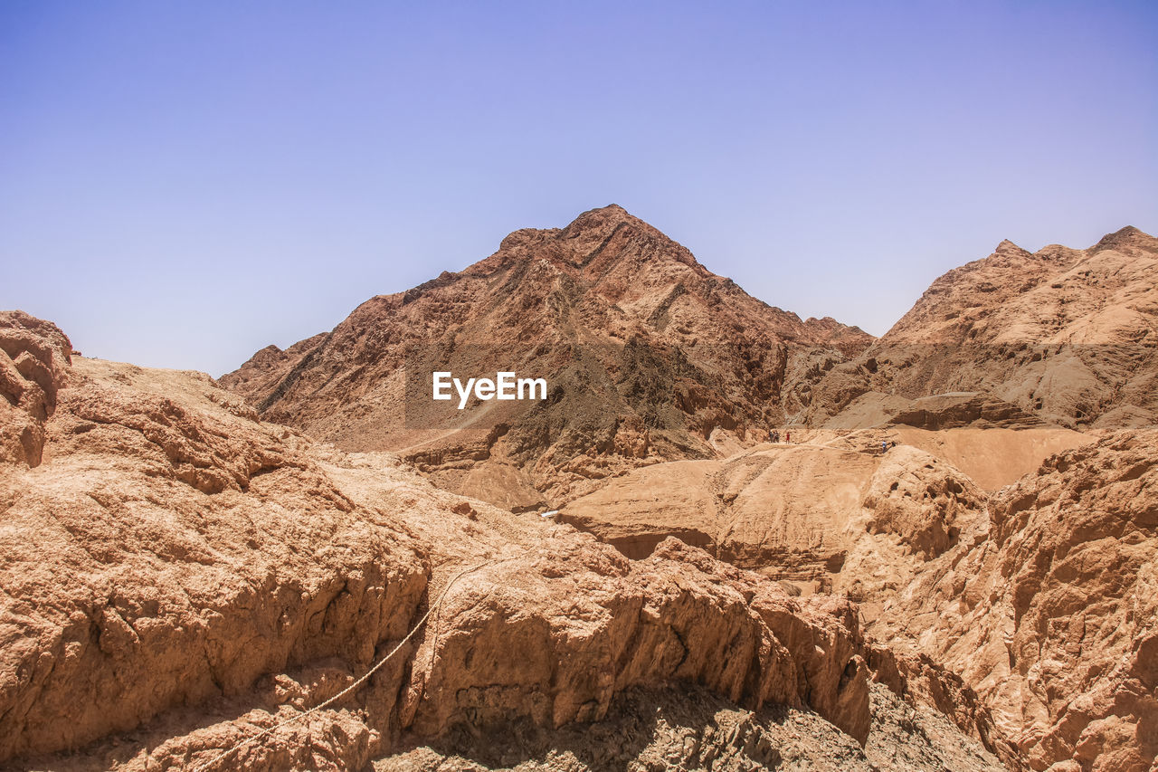 Rock formations in desert against clear sky