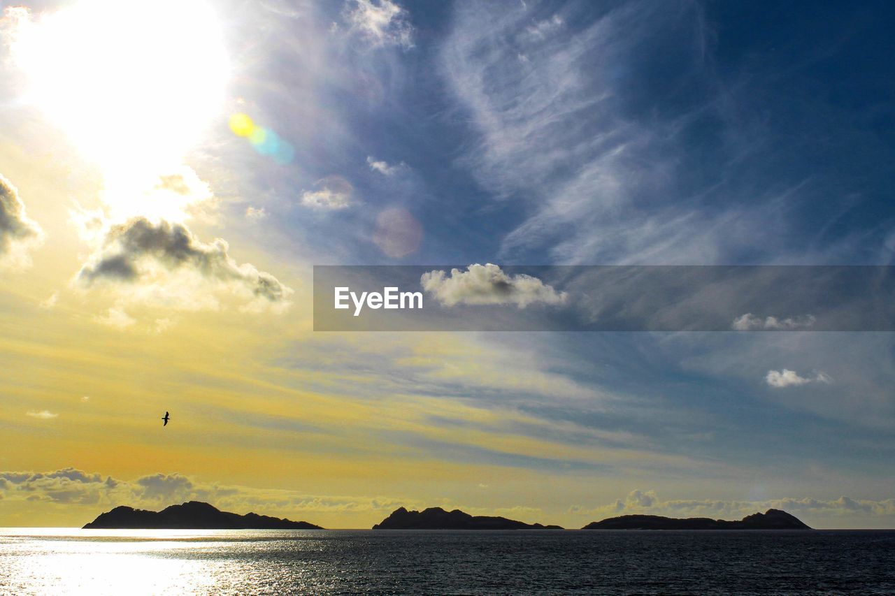 VIEW OF SEA AGAINST SUNSET SKY