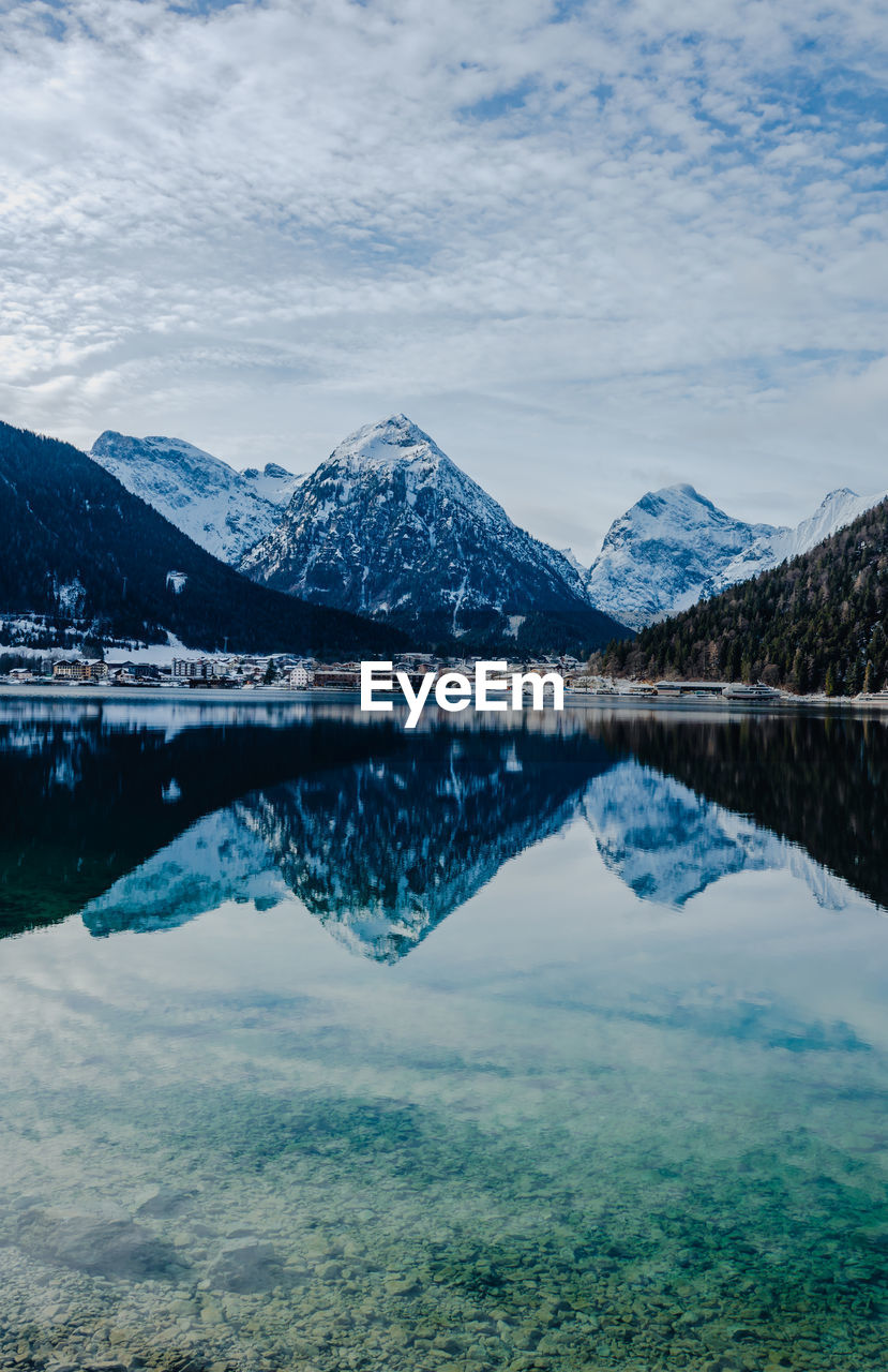 Scenic view of lake against sky