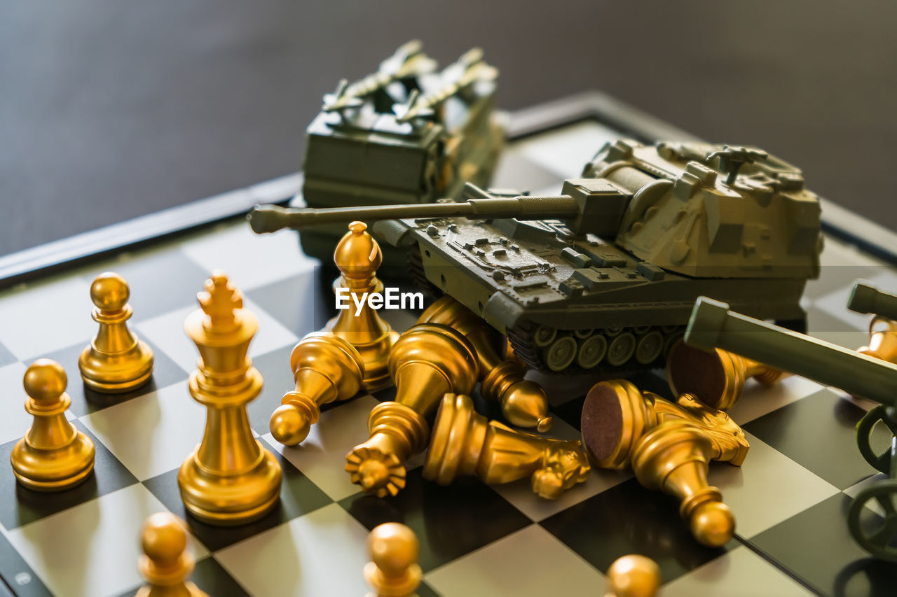 War on the chessboard.russian war of ukraine war concept