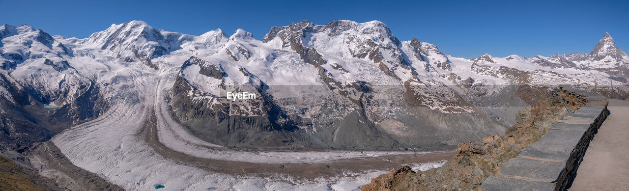 PANORAMIC VIEW OF SNOWCAPPED MOUNTAIN AGAINST SKY