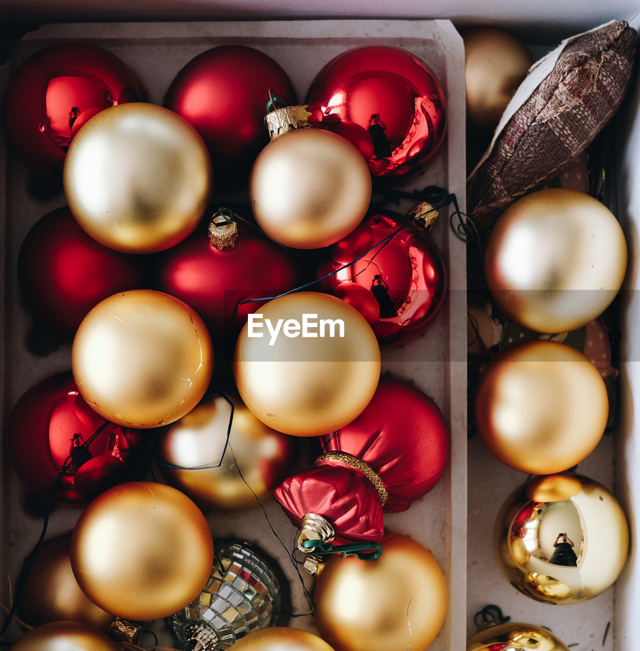 High angle view of christmas decoration on table