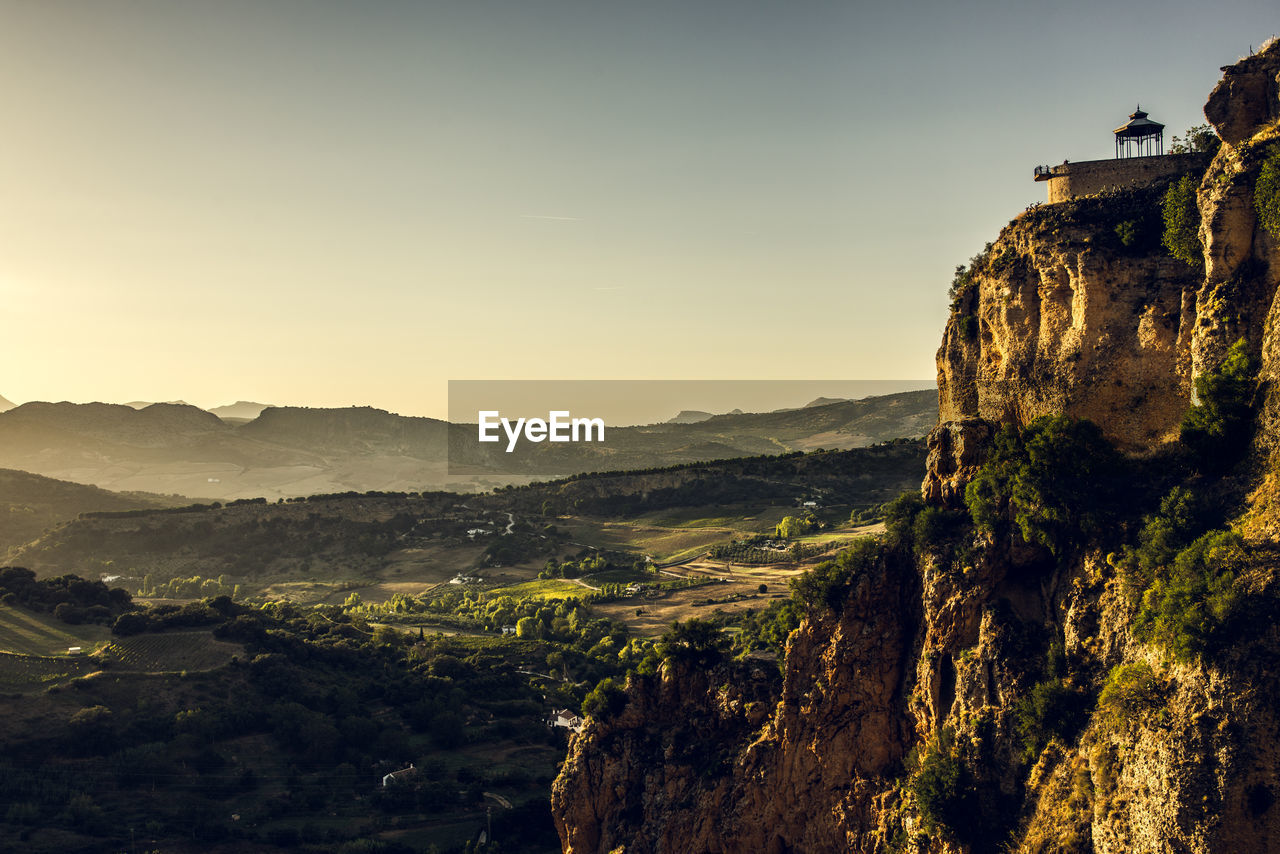 Scenic view of mountains against clear sky