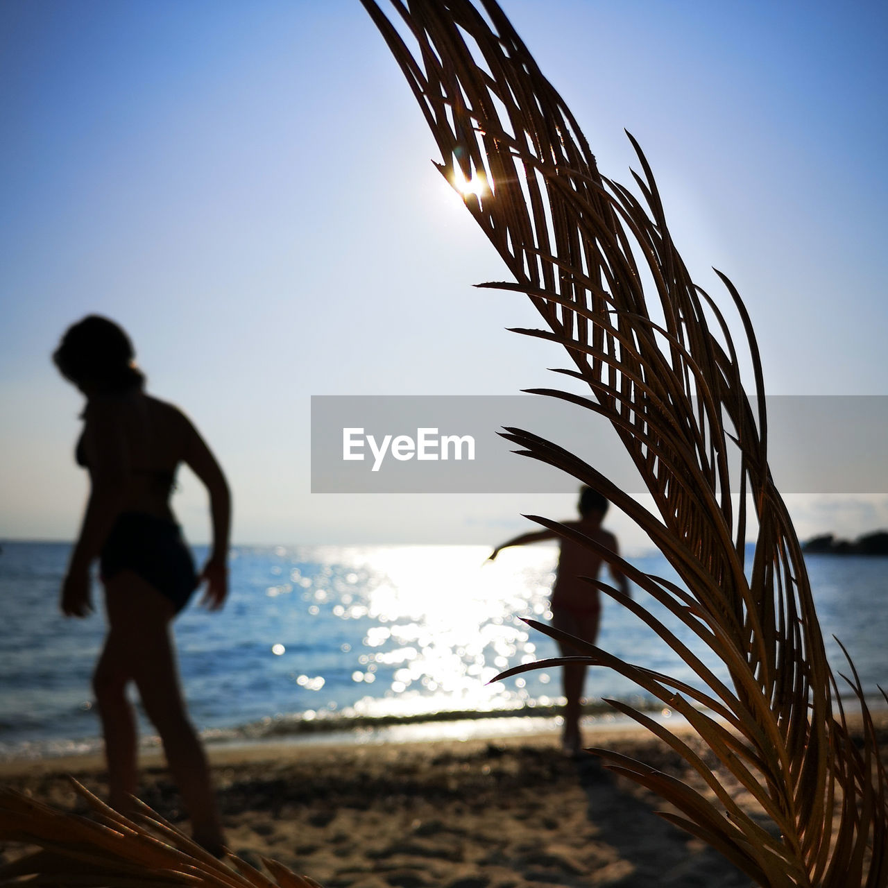 Person at beach against sky